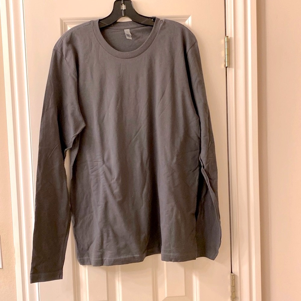 Next Level  Long Sleeve Dark Grey T- shirt, 100% cotton. New no tags.